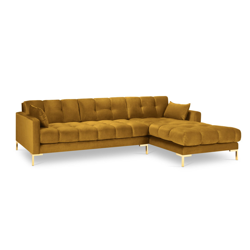 Adoraim 5 Seater Corner Sofa , Gold, Yellow, Right Hand Facing