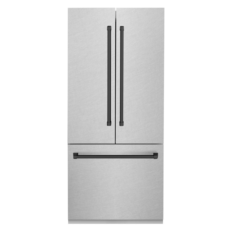 ZLINE 36 in. Built-In Refrigerator w/ Water Dispenser & Ice Maker, Matte Black, Satin Stainless Steel