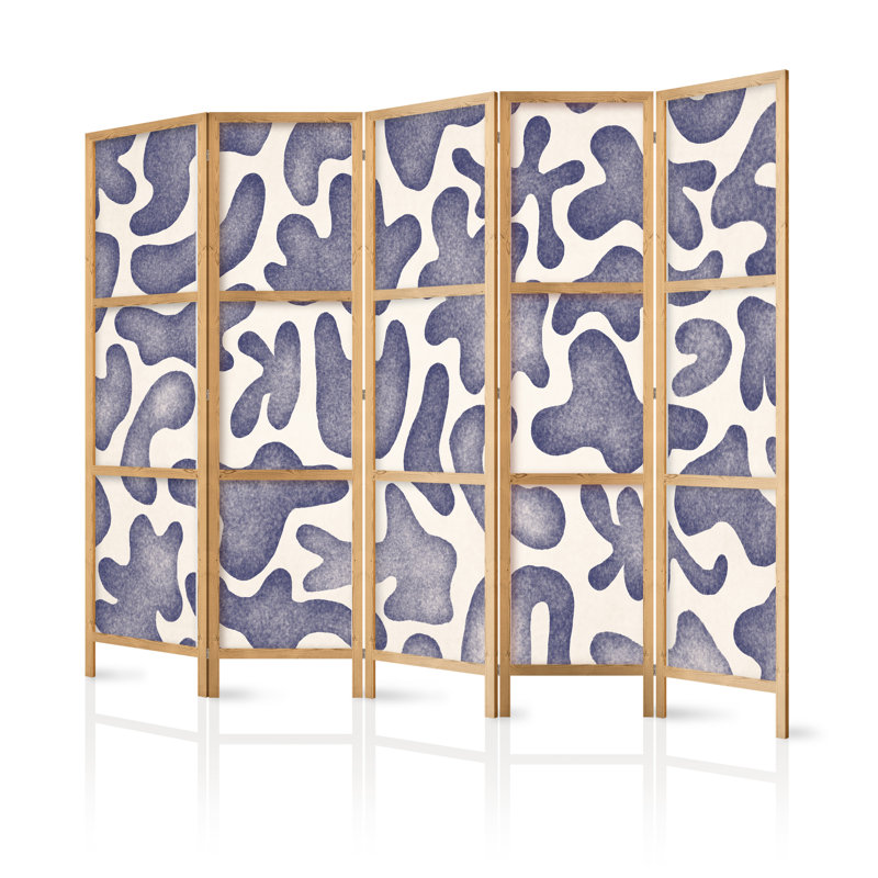 171cm H Solid Wood Folding Room Divider, 171cm H x 225cm W x 1.2cm D, 5