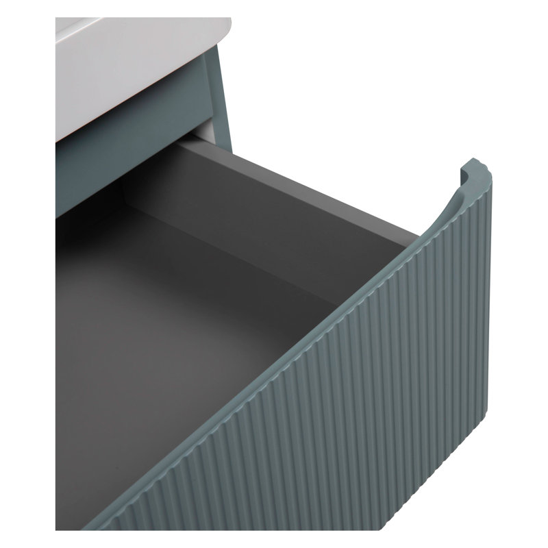 Green Matte Wall-Mounted Single Vanity with Ceramic Sink