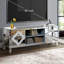 Meuble télé moderne avec 2 portes et tablette de rangement ouverte