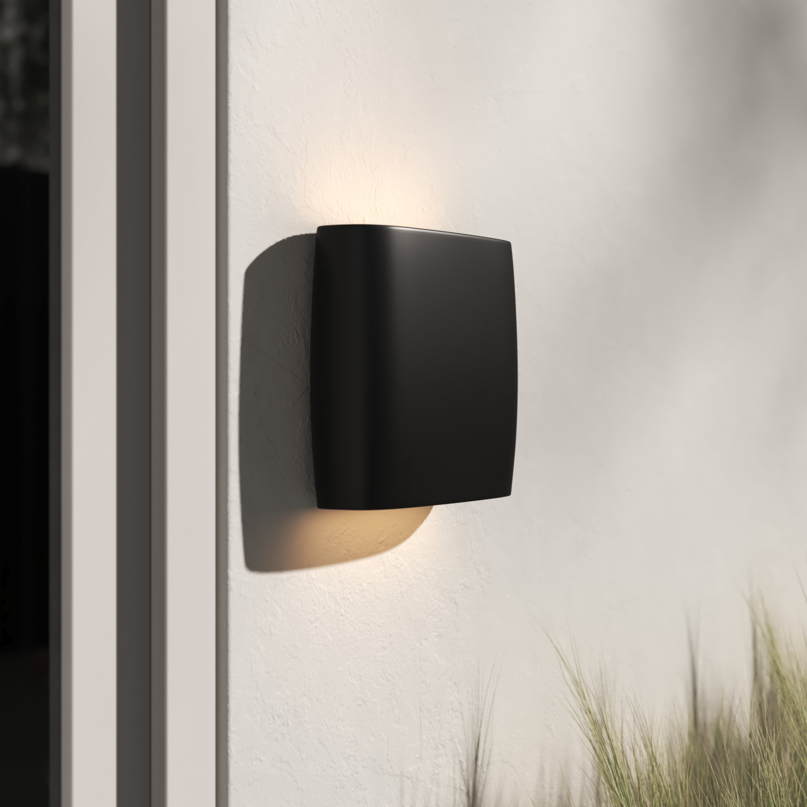 Logan Outdoor Ceramic Wall Light, LED, Carbon Matte Black, 9.75" H x 12" W x 4" D