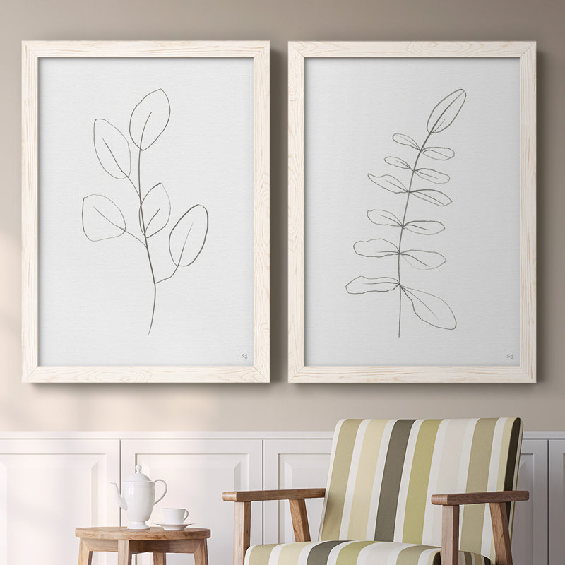 Toile encadrée Botanical Gesture III-Premium - prête à être accrochée, Blanc, H 27,5 po x l 75 po x P 1,5 po