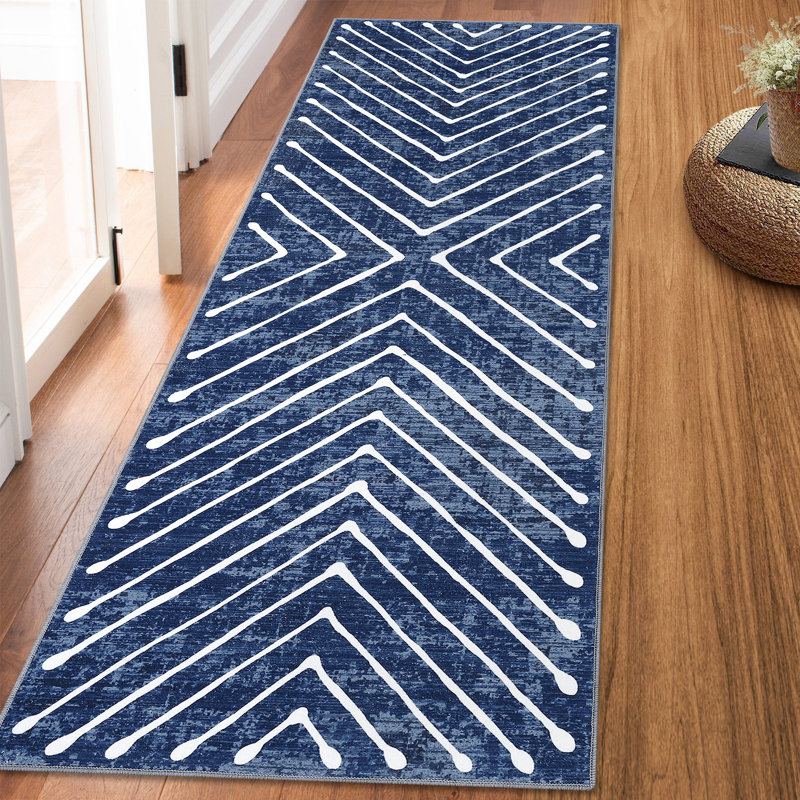 Tapis lavable à rayures Modern Modern, Tapis de couloir 2 pi x 6 pi
