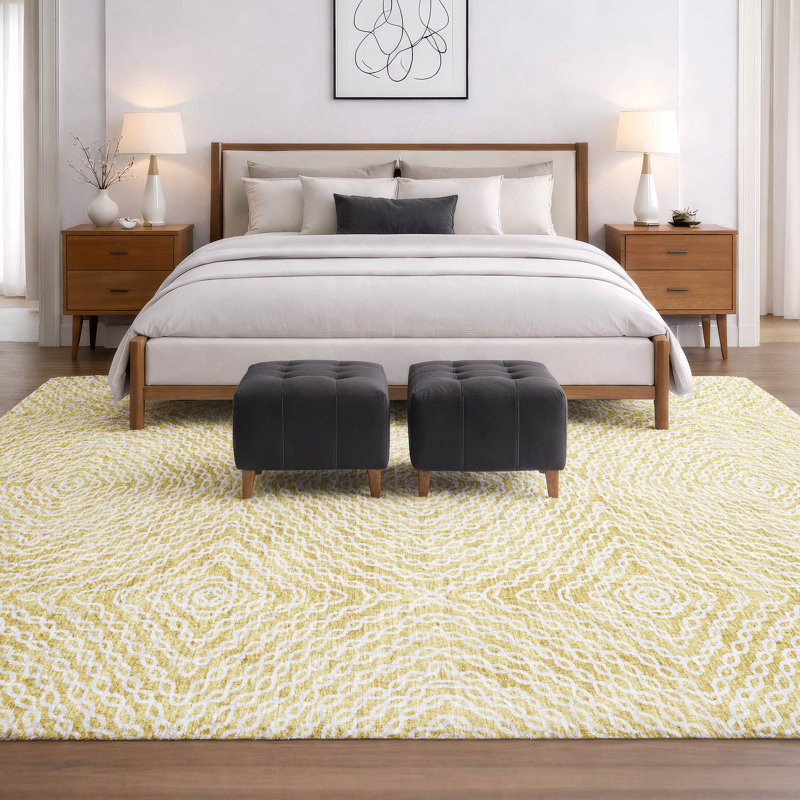 Premium Machine Washable Dream Shag ADS74 Chain Links Rug, Gilded, 10' x 14'