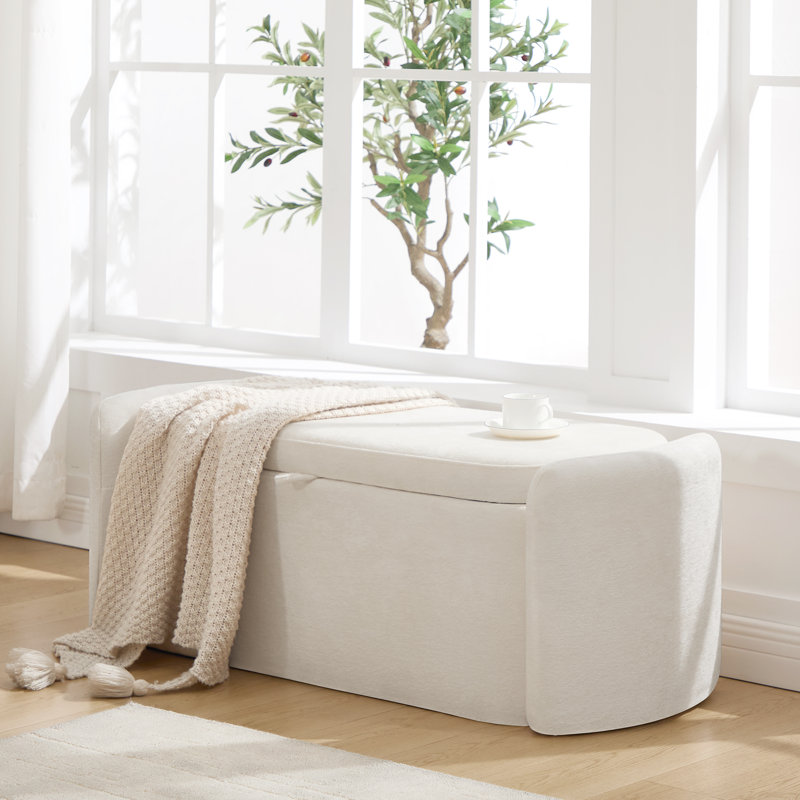 Banc de rangement avec repose-pieds et espace de rangement pour petits espaces, Beige