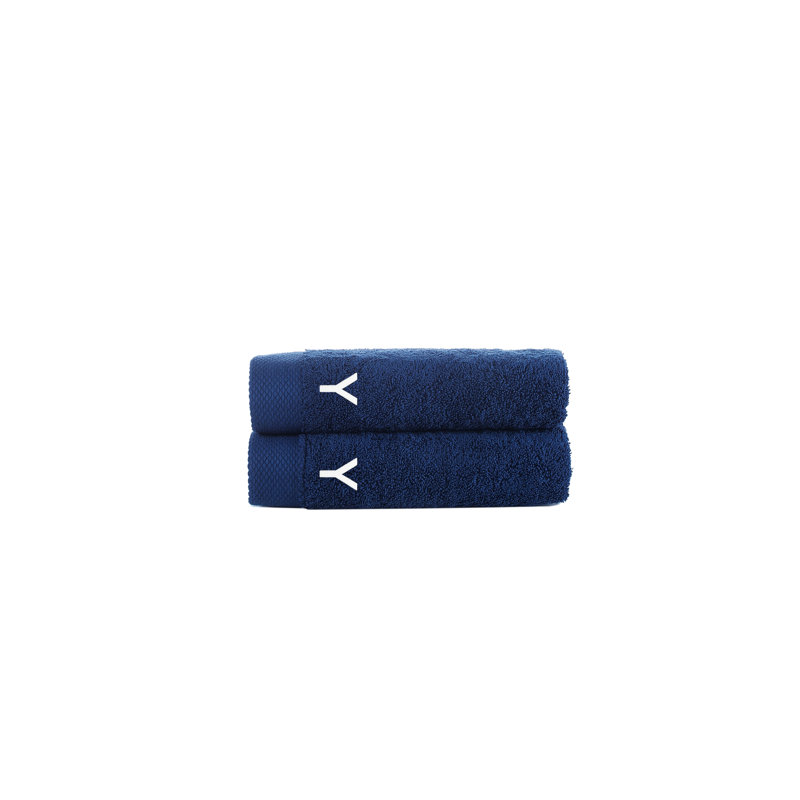 2 serviettes de bain Dierks, Y, Marine, Essuie-mains - paquet de 2