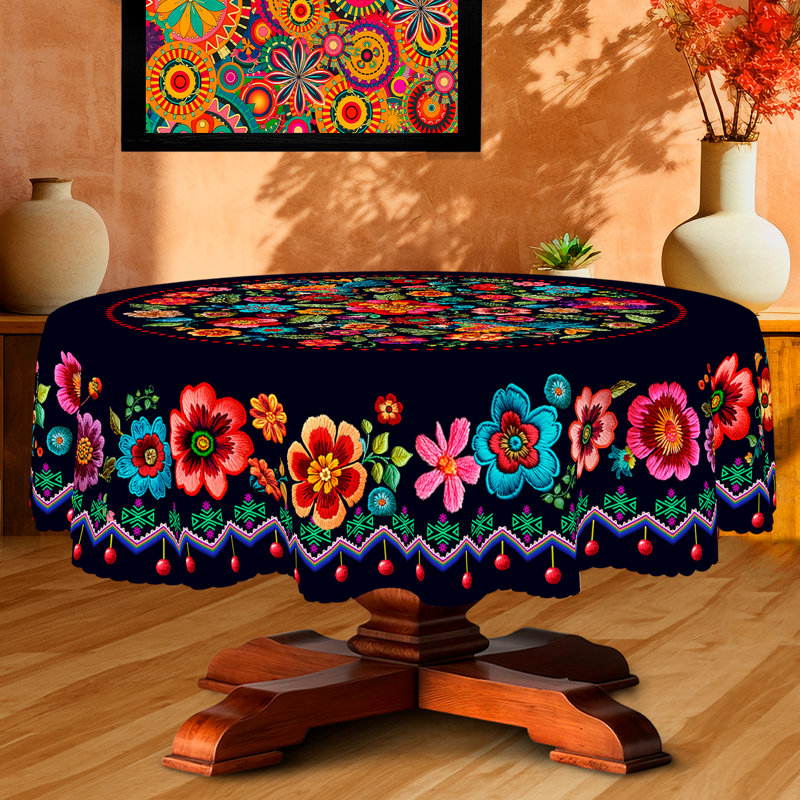 Spring Summer Ellis 180cm Round, Flowers Floral Table Cover for Party Picnic Dinner Decor, 70" Round