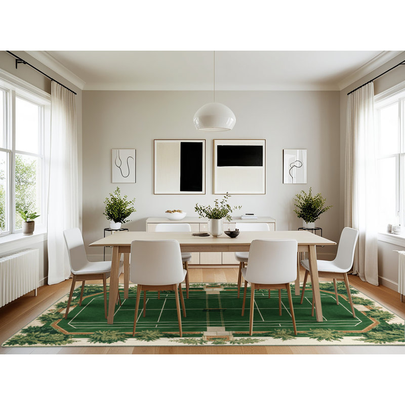 Tapis vert français lavable à la machine, Rectangle 7 pi x 10 pi