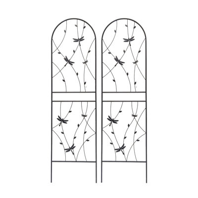 Metal Garden Trellis Set for Climbing Plants with Dragonfly Design, 71" x 19.7"