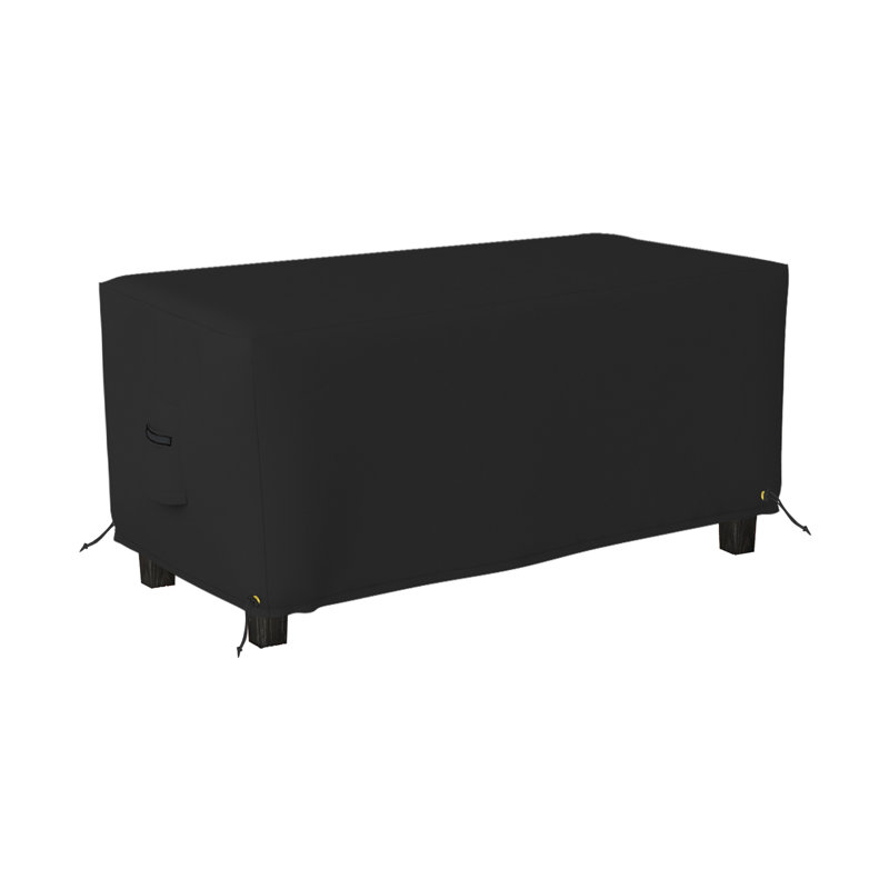 Heavy-Duty Waterproof Rectangle Ottoman Deck Box Cover, Outdoor Square Storage Box Bench Cover, Black, 18" H x 48" W x 36" D