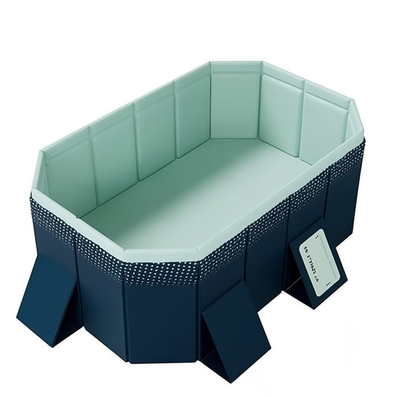 Piscine pliante gonflable en PVC, 100.78" L x 65.74" W x 19.68" H