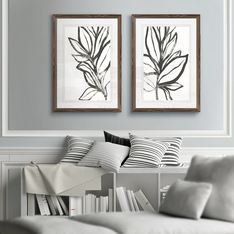 «Leaf Instinct I» par Vincent Van Gogh - ensemble de 2 reproductions d'art encadrées, H 24 po x l 18 po , Érable