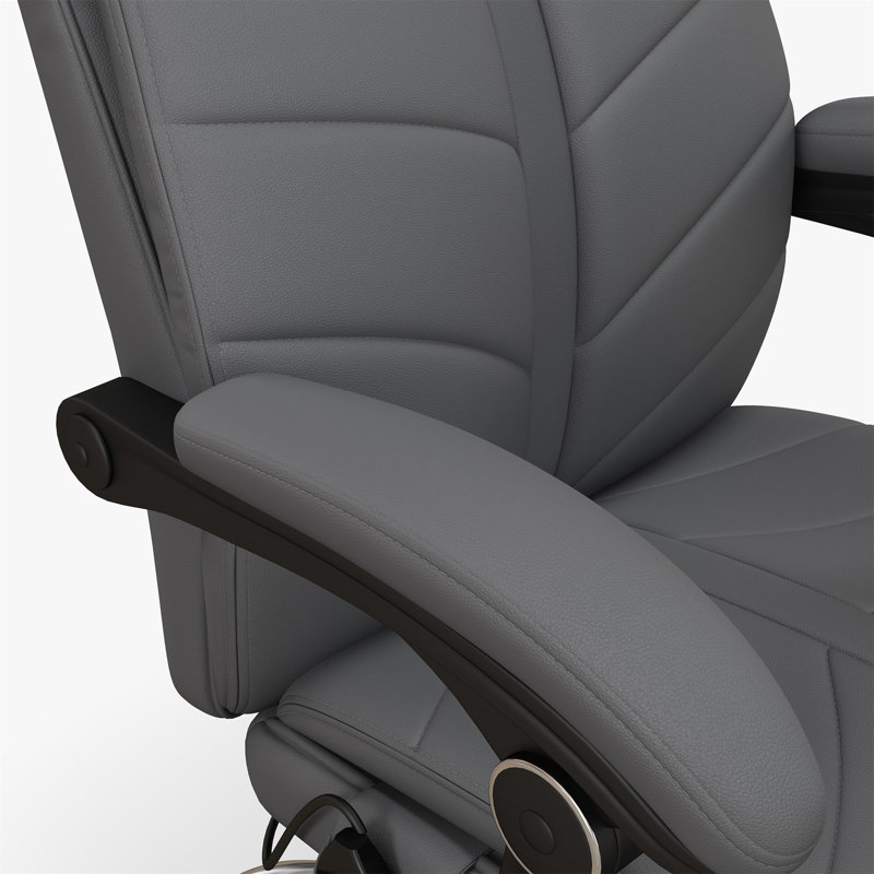 Executive Massage Office Chair With 4 Vibration,Computer Desk Chair, PU Leather Heated Reclining Chair , Gray Faux Leather