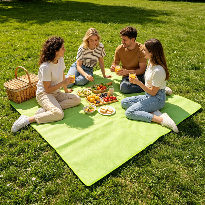 Tapis de pique-nique extérieur 59 po x 78 po surdimensionné imperméable et résistant à l'humidité, Green