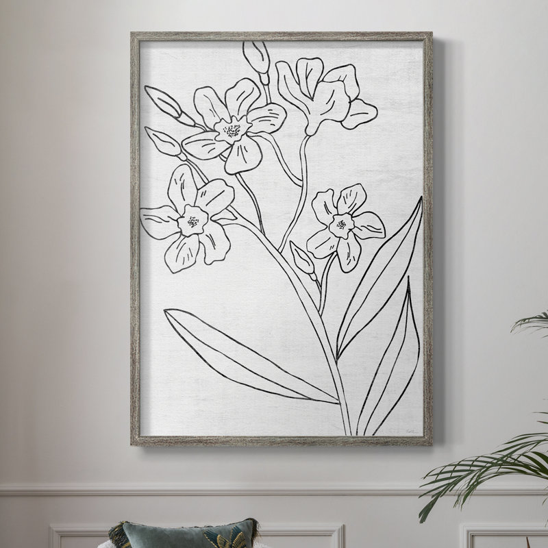 Reproduction encadrée botanique II - bois massif 46401, H 30 po x l 24 po
