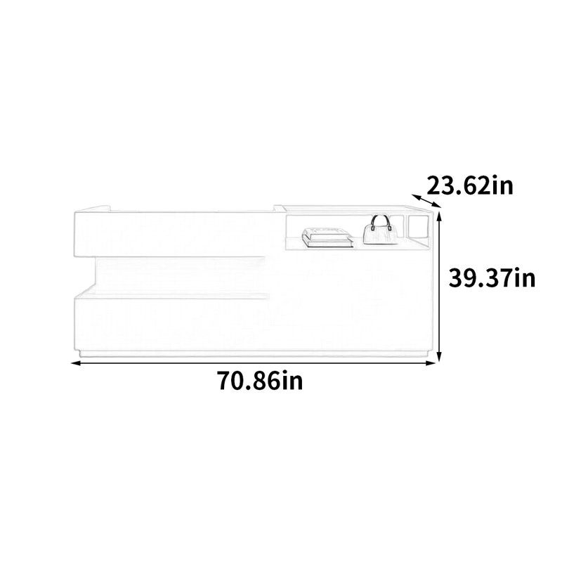 Vitrine de luxe Fashion Light, Blanc, H 39,37 po x l 70,86 po x P 23,62 po