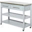 Îlot de cuisine, plateau en acier inoxydable, 2 tablettes, tiroirs, gris, design rustique pour îlot de cuisine avec surface, solution de rangement ouverte