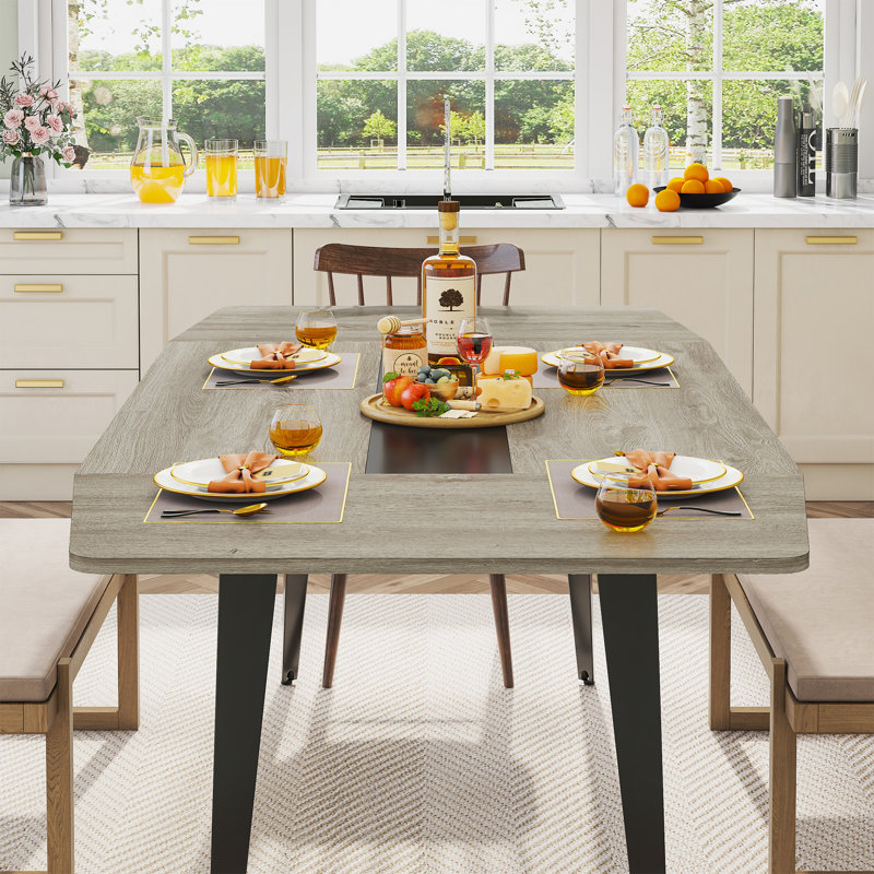 Metal Base Dining Table, Gray