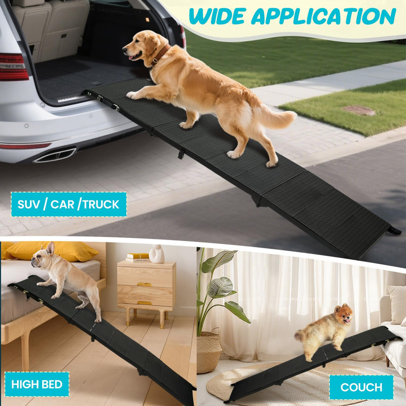 Rampe pliante 71 po pour voiture, VUS et camion - Rampe portative antidérapante pour grands chiens jusqu'à 350 lb