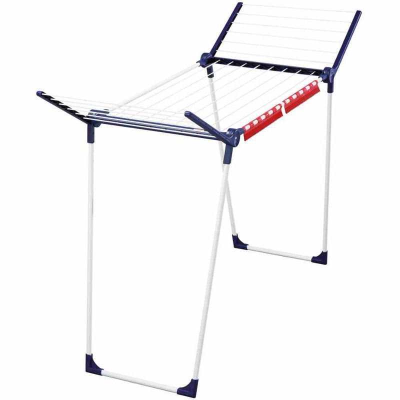 Aluminum Foldable Gullwing Drying Rack, Blue/Red, 87cm H x 94.5cm W x 66cm D