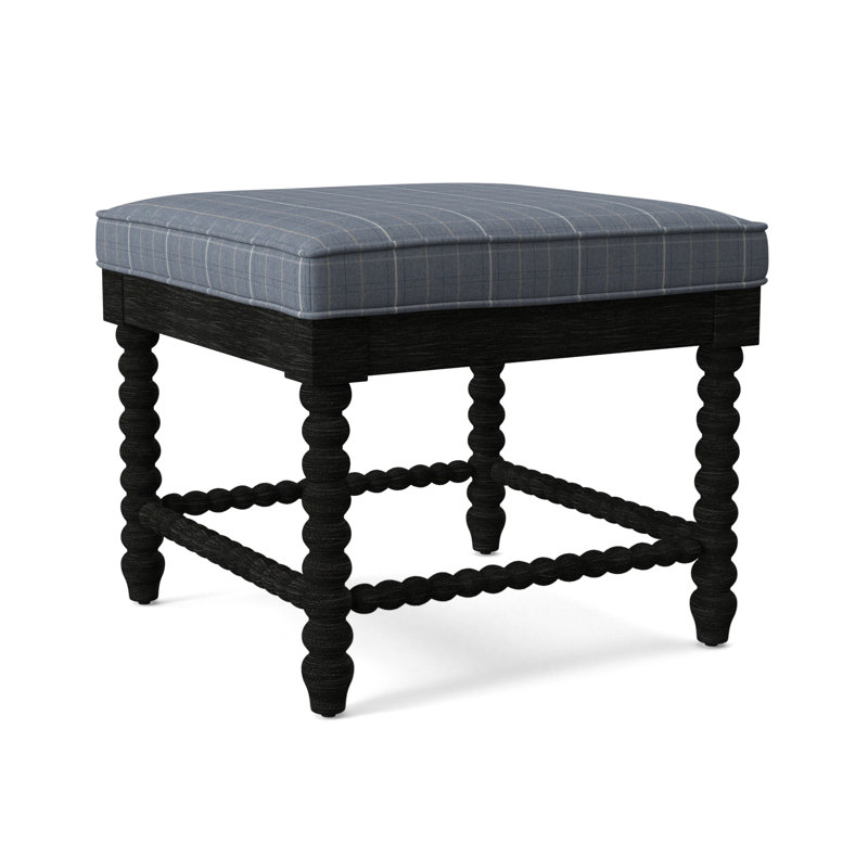 Louisa Bench, Lapis Plaid, Antique Black Finish