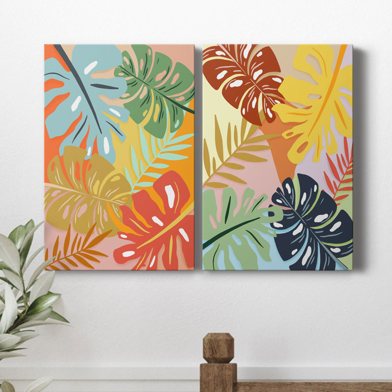 «Tropical Foliage I», ensemble de 2 impressions, H 27 po x l 36 po x P 1 po, Toile tendue