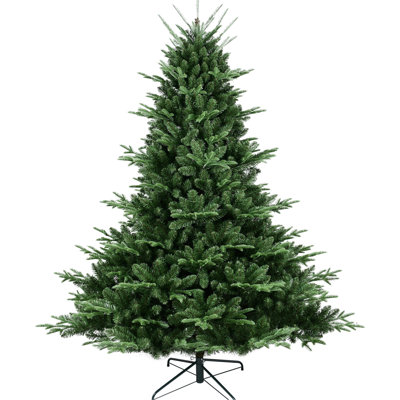 8ft Christmas Tree Boasting 2673 Lifelike , Large Base For Spacious Areas, Hinged Structure Simple Installation And Firm Metal Stand With Pe/ Mixed Environments, Branches Fast Setup Reliable Frame