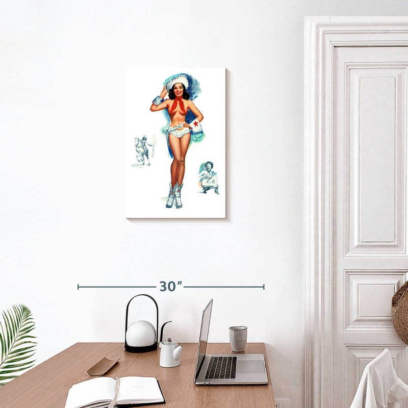 Cow-Girl pin-up, H 24 po x l 16 po