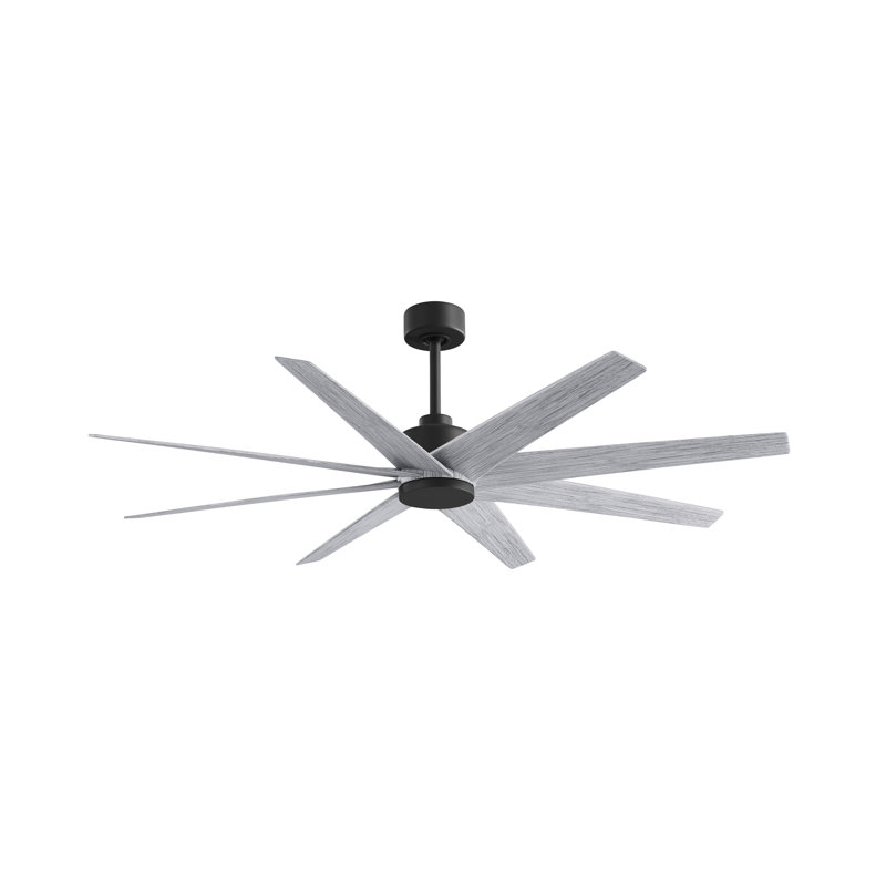 Ariella - Eight Blade Ceiling Fan - Brushed Brass Finish - Matte Black Blades, Barn Wood Tone, Matte Black