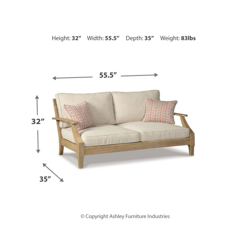 Arikka 115.5'' Wide Straight Eucalyptus Patio Sectional Set with Cushions