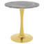 Table de salle à manger ronde pour 2 à 4 personnes, piédestal en fer doré, plateau d'aspect marbre gris foncé, style Mid-Century moderne, 27,6 po-131258501-131258498