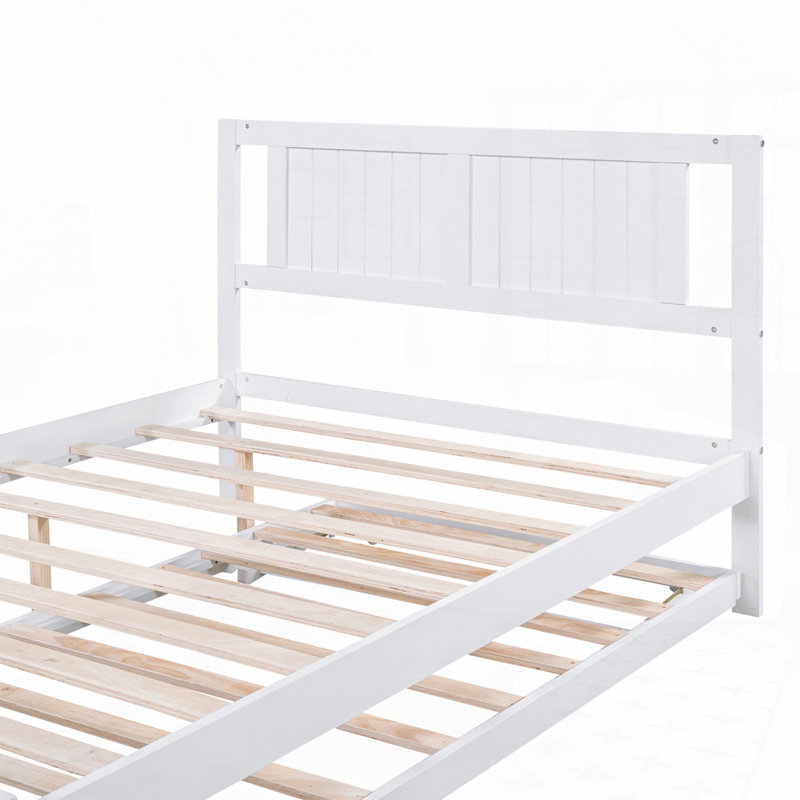 Lit plateforme avec lit gigogne réglable, Blanc