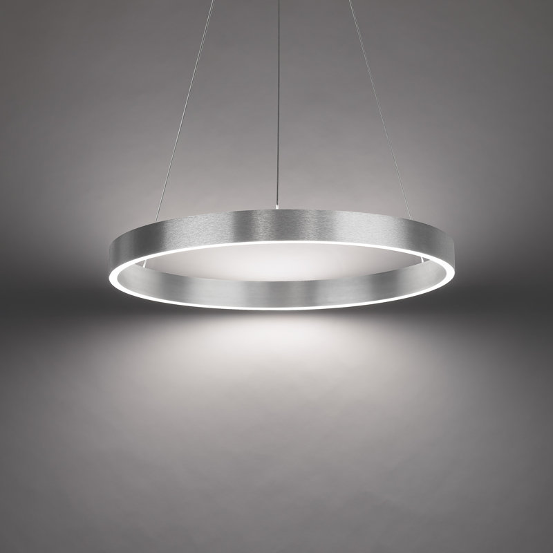Sirius 1 - Light Unique Drum LED Pendant, 1.625" H x 18.125" W x 18.125" D, Brushed Aluminum