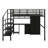 Full Size Metal Loft Bed With Table Set And Wardrobe, Metal Loft Bed Frame With Storage Stairs And 3 Drawers And Full Length Guardrail