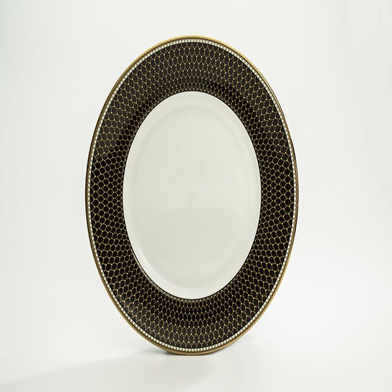 Assiette en bois de treillis noir 10 po