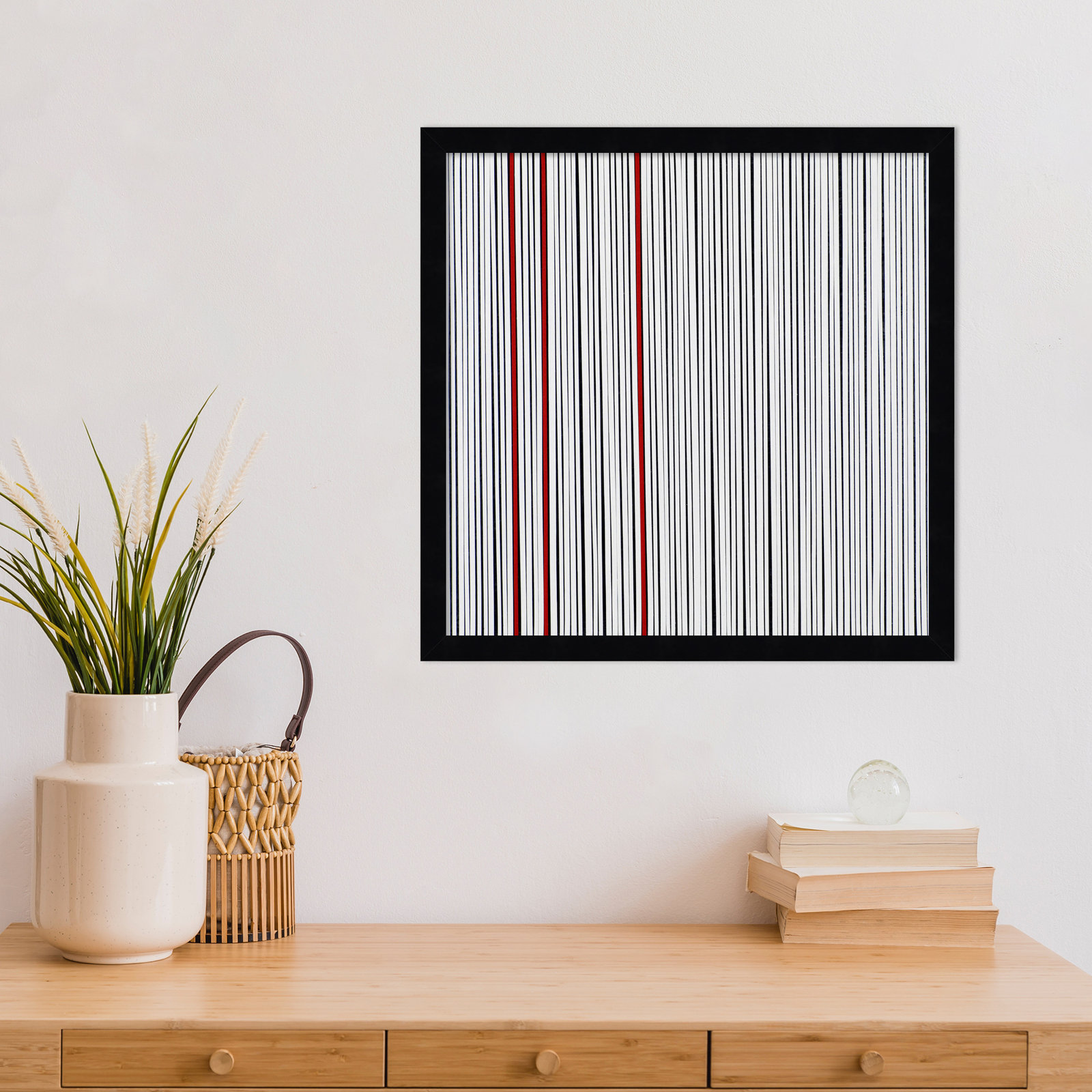 Mostly White Print by Alex Dunn, Black, 17" H x 17" W x 1" D