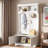 Hall Tree With Storage Cabinets, Display Shelves, Hooks And Shoe Bench-117378755