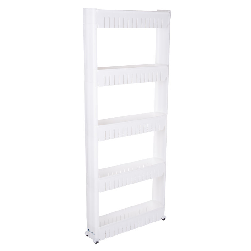 Lavish Home Slim Rolling Storage Cart - 5-Tier Utility Cart with Wheels for Bathroom, Kitchen, and Laundry Room - Bathroom Shelves