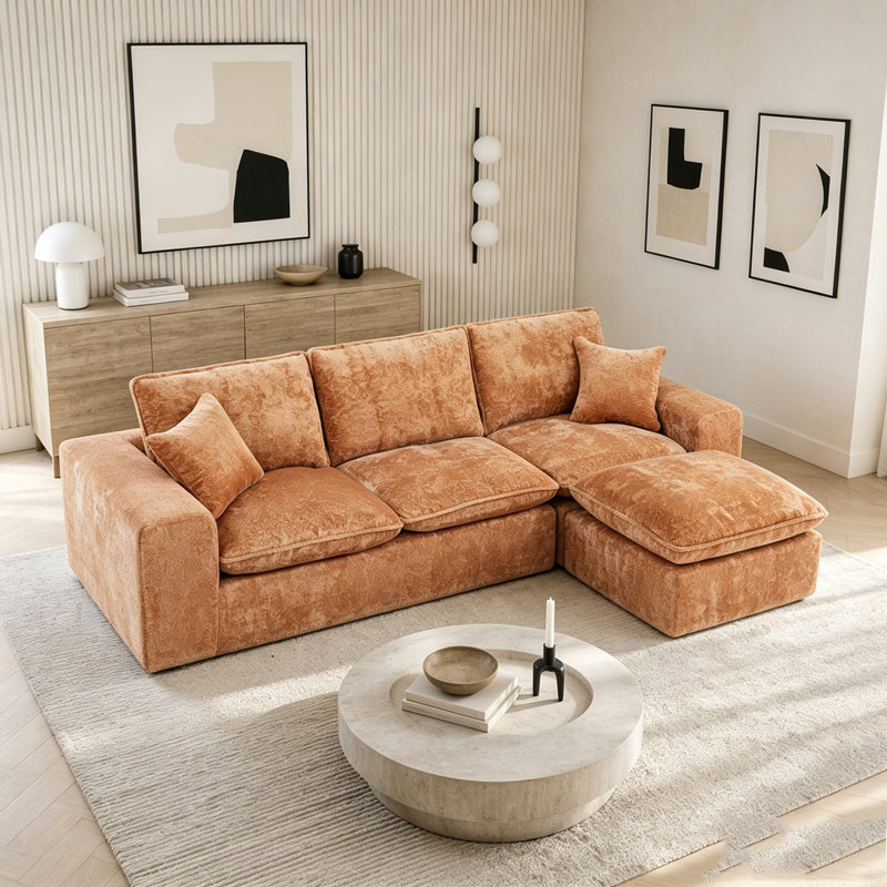 Canapé modulaire moderne avec méridienne réversible Boucle, 4 seat