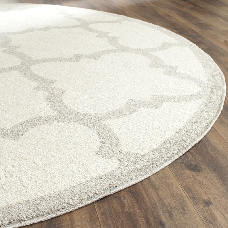 Ammundsen Geometric Beige/Grey Area Rug, Round 7'