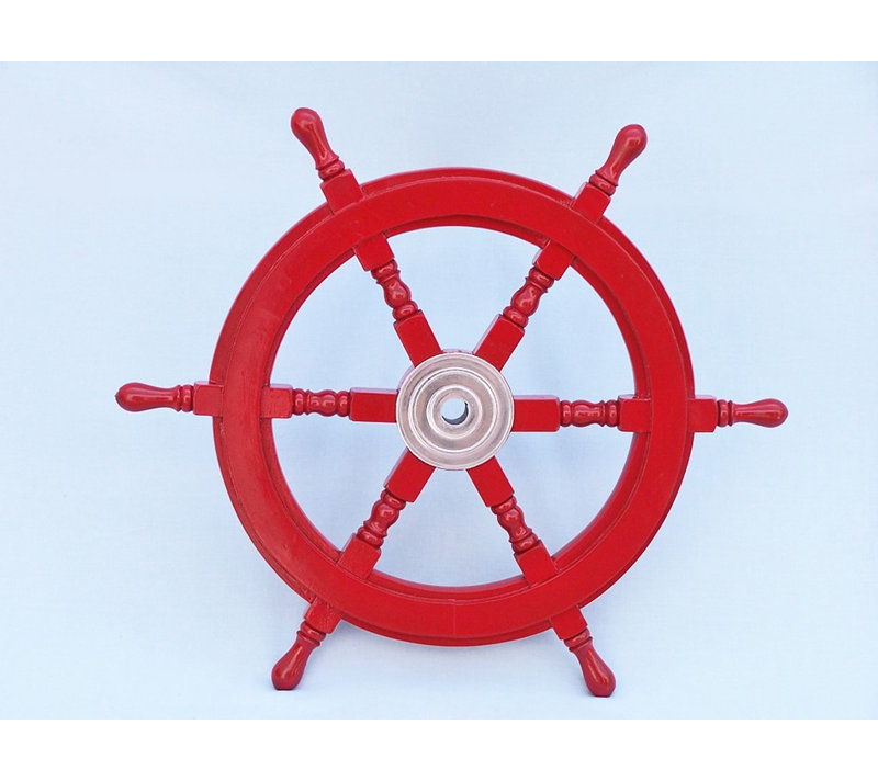 Décor de volant de bateau en bois, Blanc, H 24 po x l 24 po x P 2 po