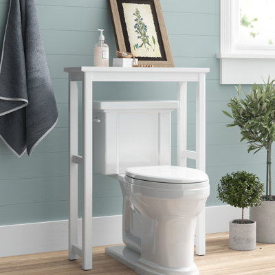 Dorset 27 x 9 White Wood Space Saver Toilet Base Cabinet with Storage Compartment on Top