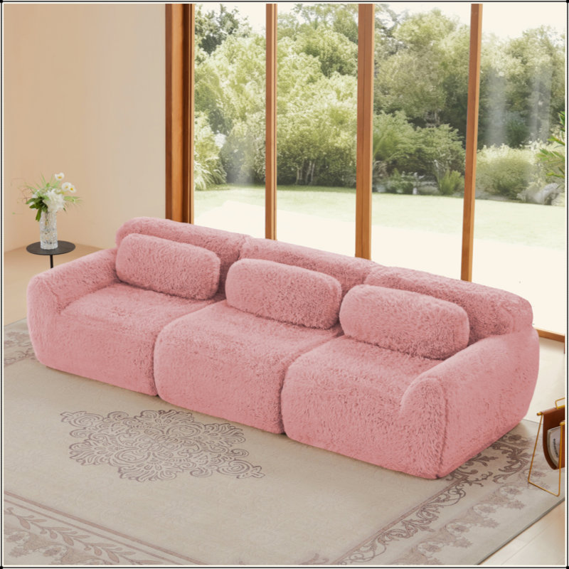 Tissu moelleux moelleux et moelleux de 114 po, canapé modulaire modulaire, conception ergonomique avec repose-pieds et coussins décoratifs, raccordement à boucle à compression complète pour étude, cinéma maison