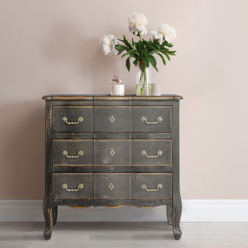 Wood Dresser Cabinet, Distressed Black
