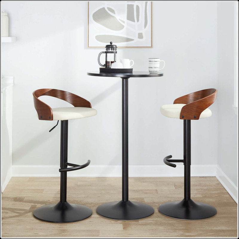 Tabouret de bar réglable avec pivot - ensemble de 3, Beige, Noir / brun, 3