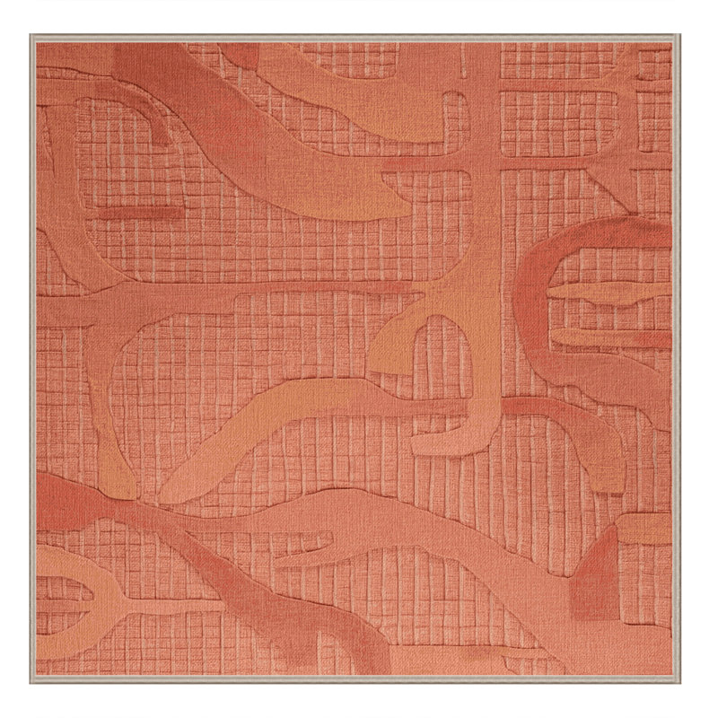 Tapis rose lavable à la machine, Carré 7 pi