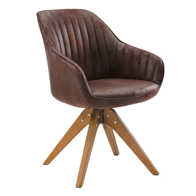 Hayek Upholstered Swivel Armchair, Natural, Black Faux Leather