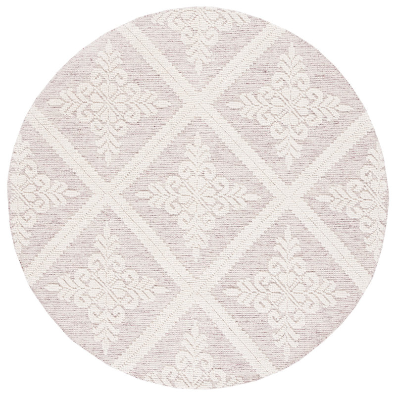 Vermont Hand Woven Wool Damask Rug, Round 6'