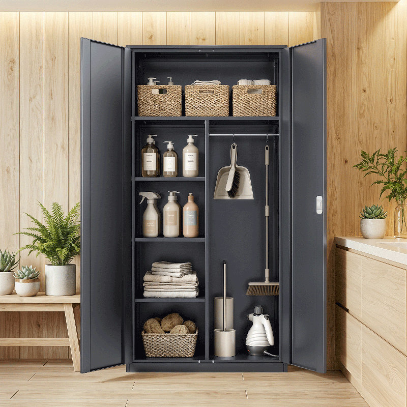 Armoires de rangement en métal avec serrure, Gris